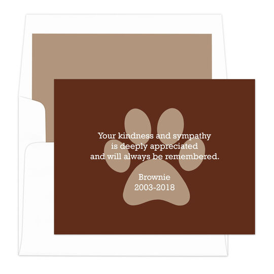 Chocolate Paw Print Pet Photo Sympathy Cards